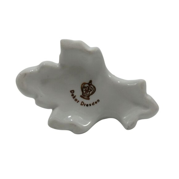 DRESDEN Porcelain Rose Heart CANDLE Holder Gold Accents and Pink Rose Germany Vi - Picture 3 of 10